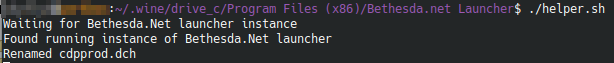 Helper script running in terminal