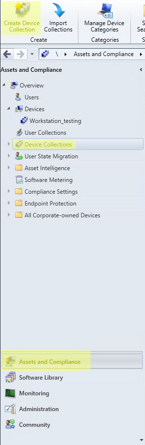 SCCM device collections creation