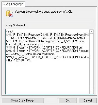 Create a SCCM device collection based on ip or subnet