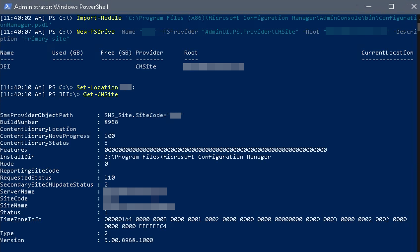 Example of SCCM Connection with Powershell