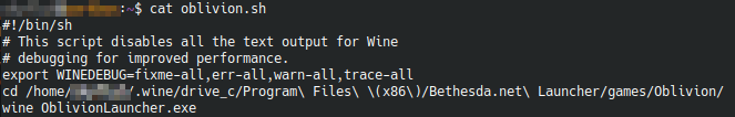 Oblivion launcher script example