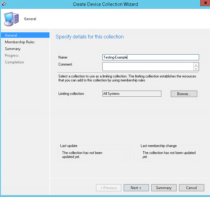 SCCM Create device collection example
